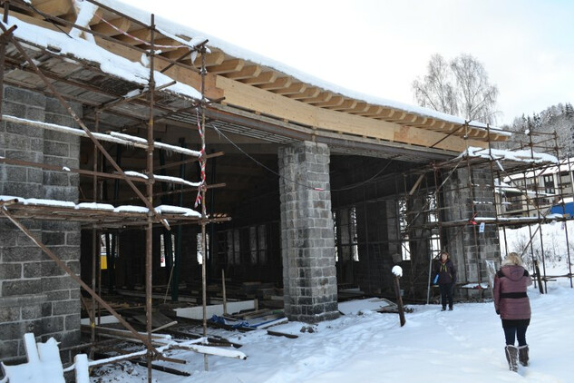 Stavební práce v průběhu obnovy, leden 2016