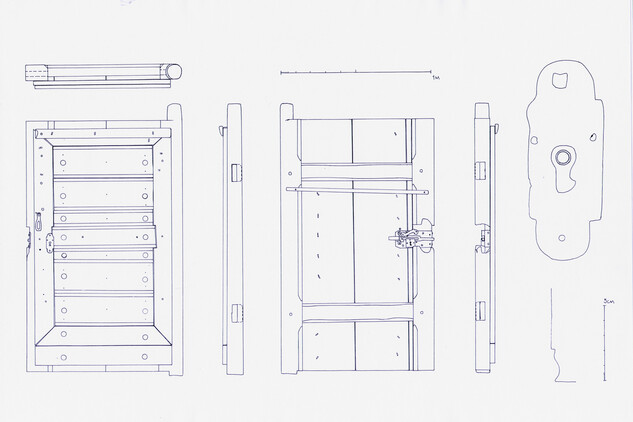 Ukázka zpracování dokumentace historických výplní otvorů - sroubek - dveře - zakreslení dveří a detailů